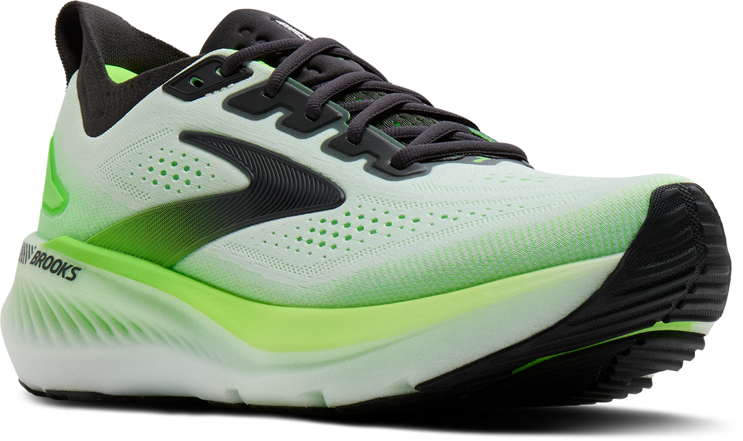 Brooks Mens Glycerin GTS 23 - White/Phantom/Green Gecko - Stability - SS26