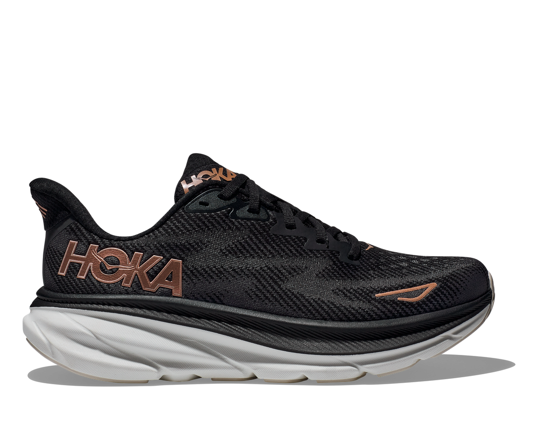 Hoka Womens Clifton 9 Black Rose Gold Run North West