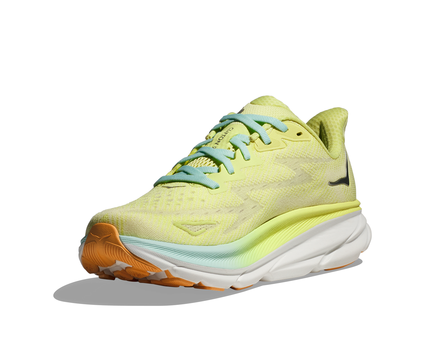 Hoka Womens Clifton 9 Wide - D Width - Citrus Glow/Sunlit Ocean - Neutral