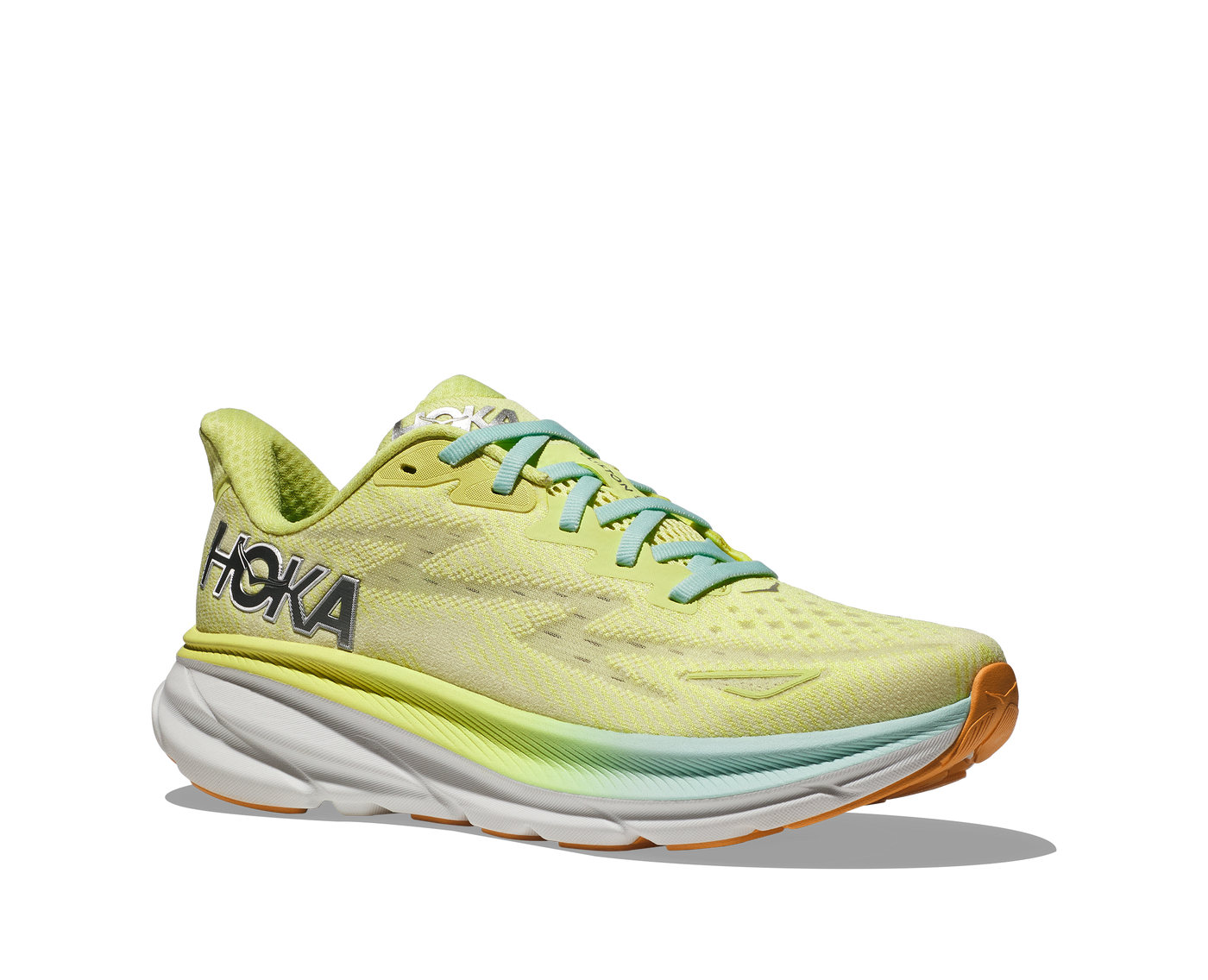 Hoka Womens Clifton 9 Wide - D Width - Citrus Glow/Sunlit Ocean - Neutral