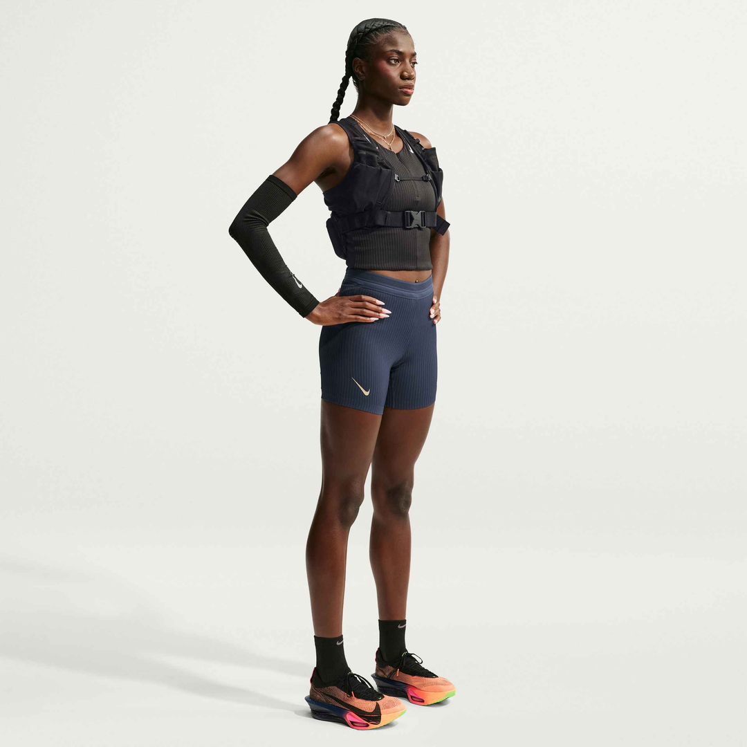 Nike Womens Dri-FIT ADV AeroSwift Tight Running Shorts - Thunder Blue/Black/White/Linen - SU26