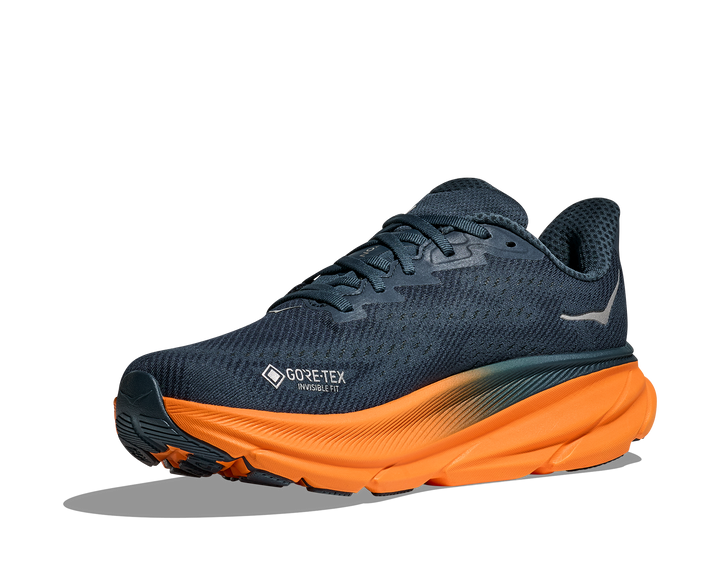 Hoka Mens Clifton 9 GTX - Stormy Skies/Orange Zest - Neutral - SS25