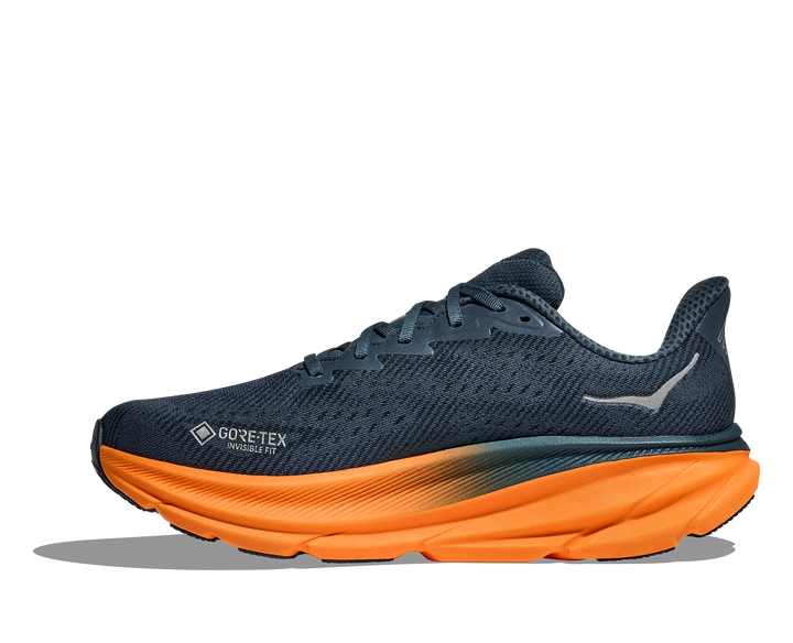 Hoka Mens Clifton 9 GTX - Stormy Skies/Orange Zest - Neutral - SS25