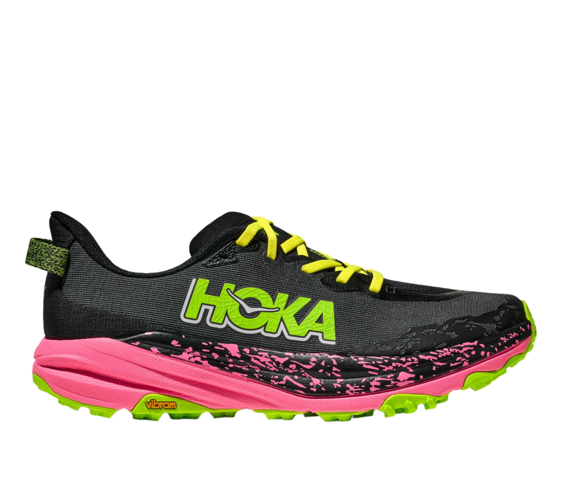 Hoka Mens Speedgoat 6 - Black/Neon Rose - Trail - AW25