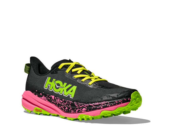 Hoka Mens Speedgoat 6 - Black/Neon Rose - Trail - AW25