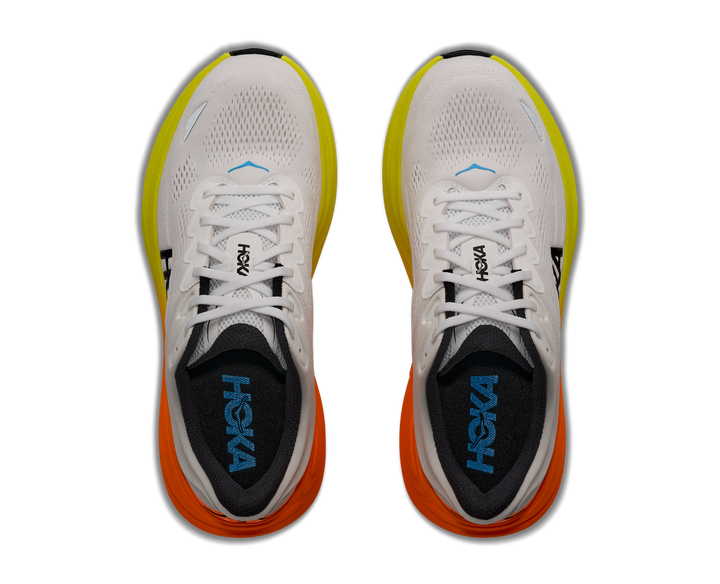 Hoka Mens Bondi 9 - White/Neon Tangerine - Neutral - AW26