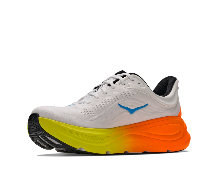Hoka Mens Bondi 9 - White/Neon Tangerine - Neutral - AW26