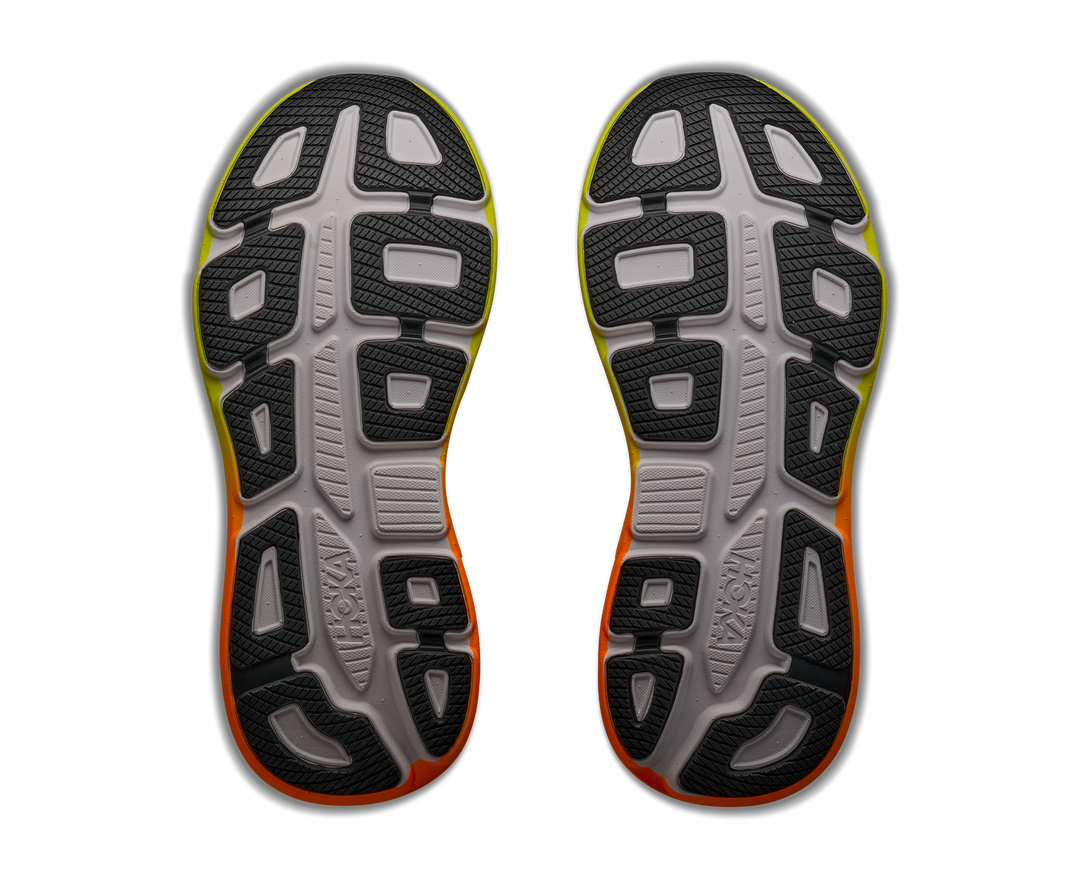 Hoka Mens Bondi 9 - White/Neon Tangerine - Neutral - AW26