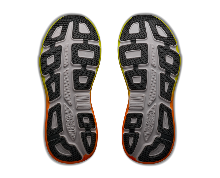 Hoka Mens Bondi 9 - White/Neon Tangerine - Neutral - AW26