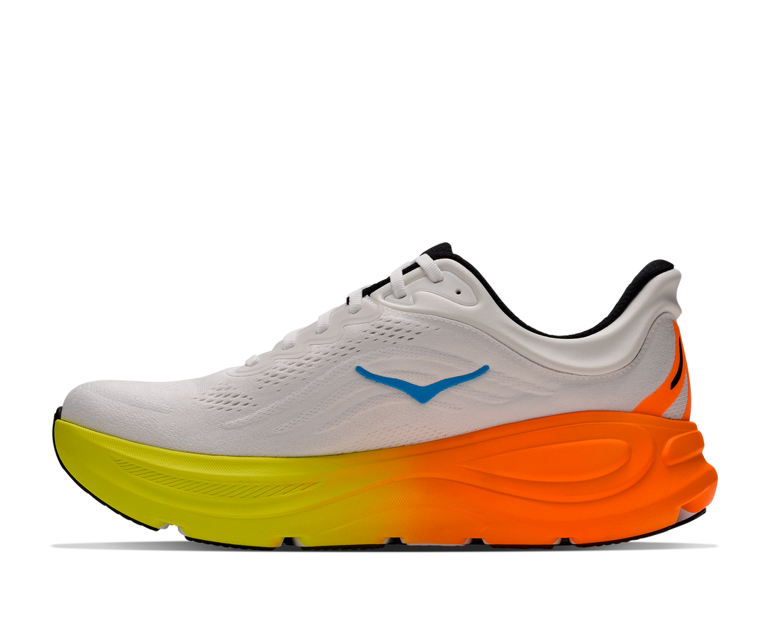 Hoka Mens Bondi 9 - White/Neon Tangerine - Neutral - AW26