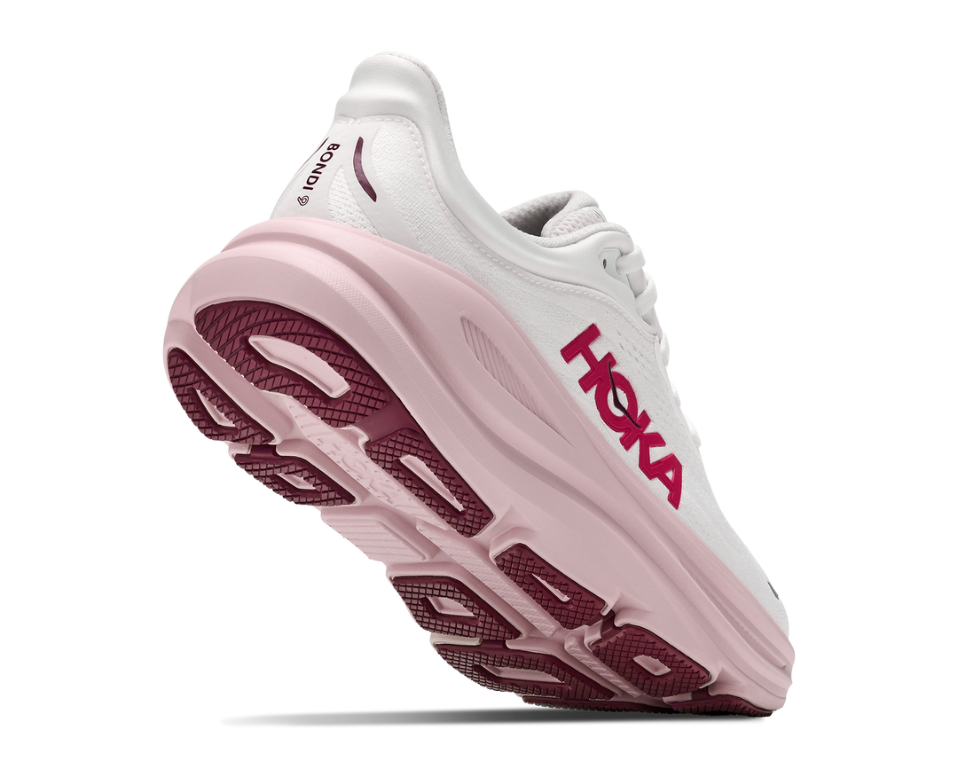 Hoka Womens Bondi 9 - White/Pink Opal - Neutral - AW26