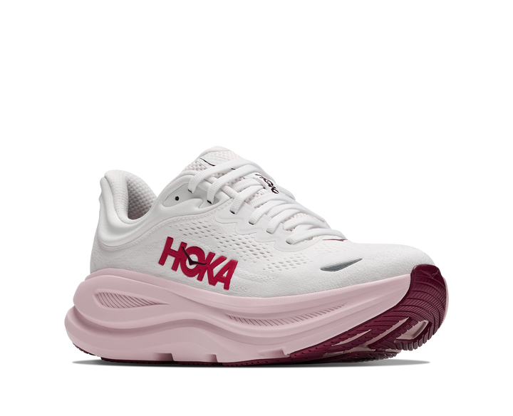 Hoka Womens Bondi 9 - White/Pink Opal - Neutral - AW26