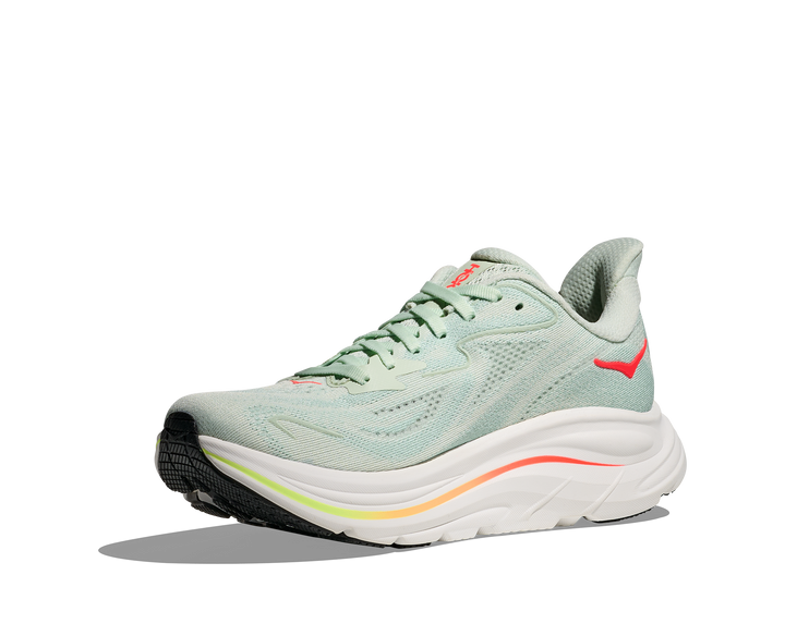 Hoka Womens Clifton 10 - Sea Glass/Neon Flame - Neutral - SS26