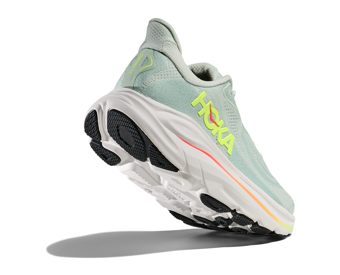 Hoka Womens Clifton 10 - Sea Glass/Neon Flame - Neutral - SS26