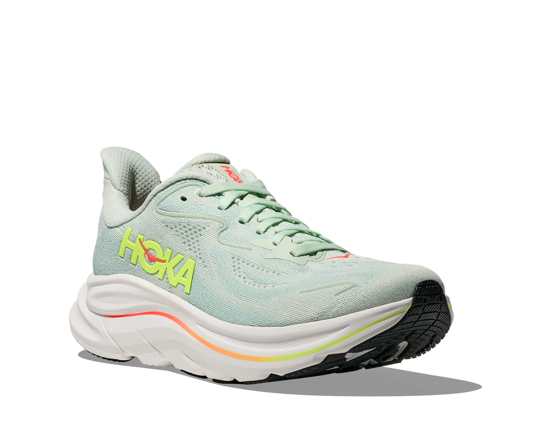 Hoka Womens Clifton 10 - Sea Glass/Neon Flame - Neutral - SS26