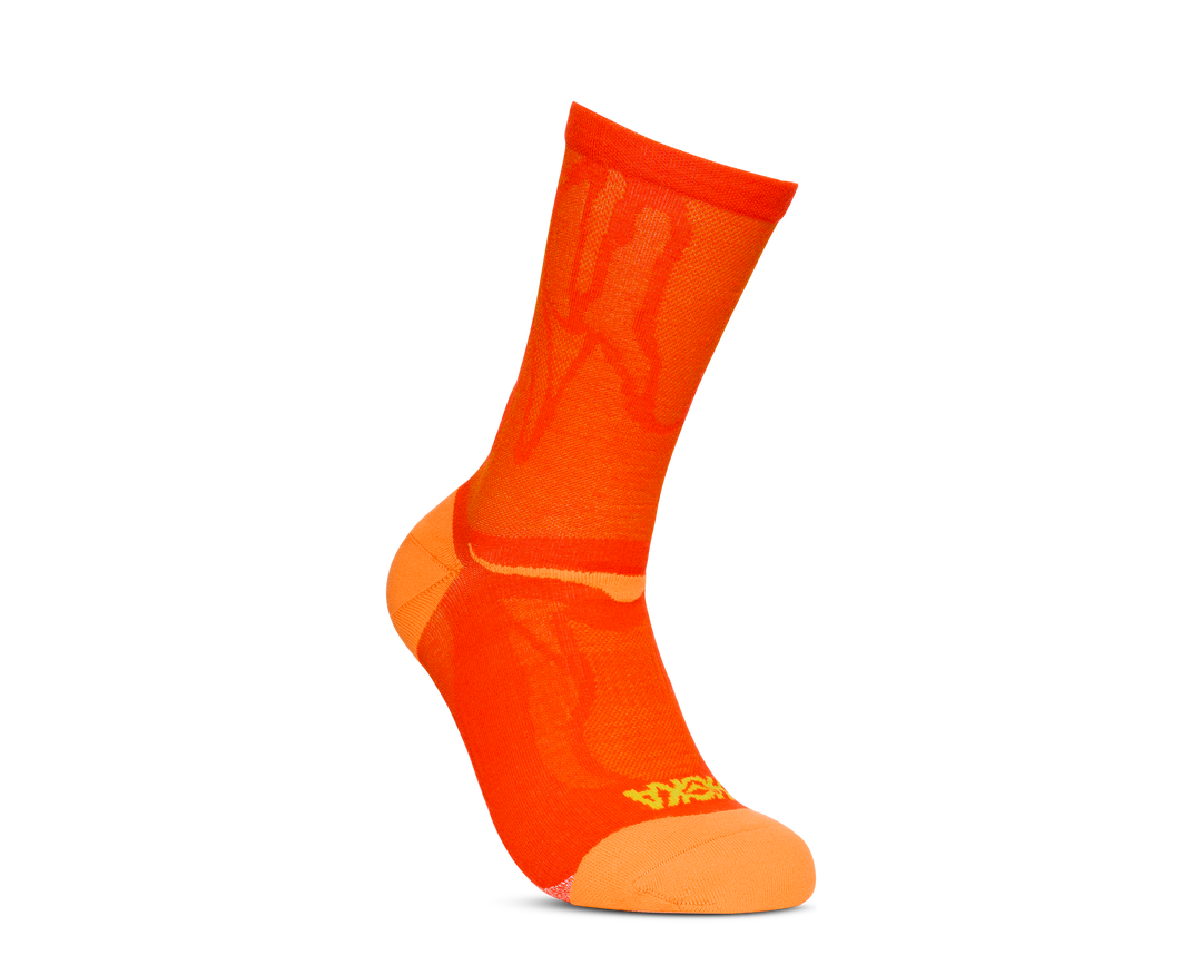 Hoka Unisex Clifton Crew Run Sock - Lava