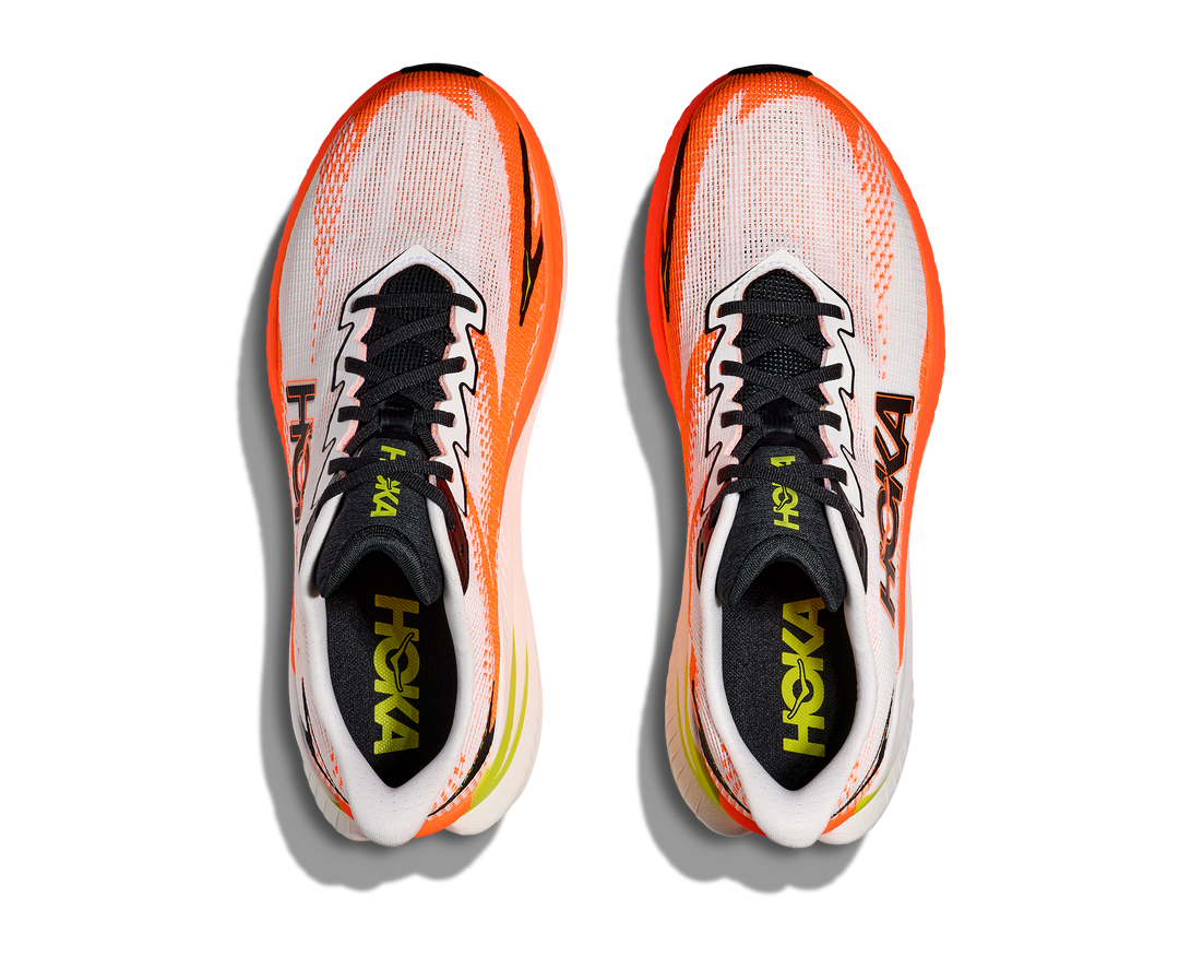 Hoka Mens Mach X 3 - White/Neon Tangerine - Neutral - AW25