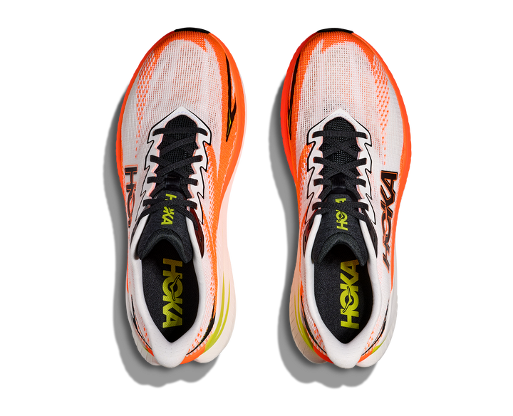 Hoka Mens Mach X 3 - White/Neon Tangerine - Neutral - AW25