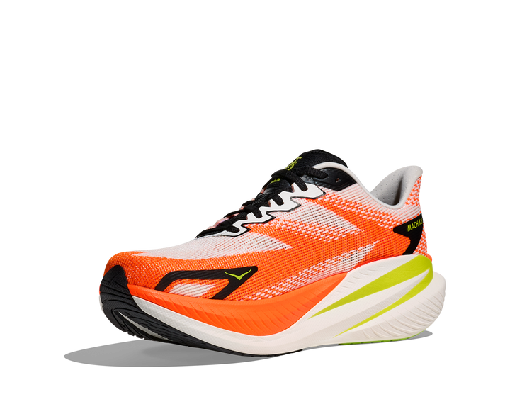 Hoka Mens Mach X 3 - White/Neon Tangerine - Neutral - AW25