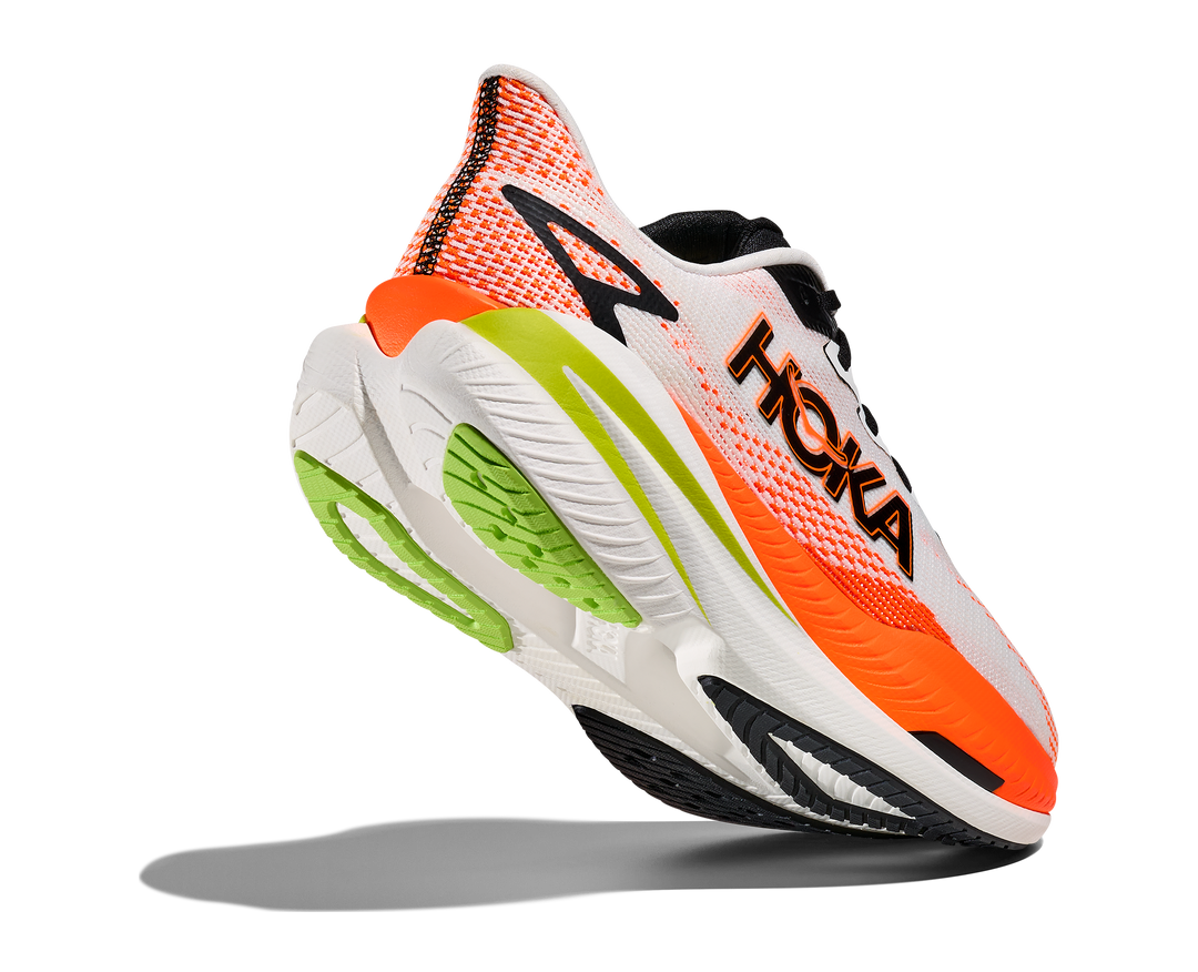 Hoka Mens Mach X 3 - White/Neon Tangerine - Neutral - AW25