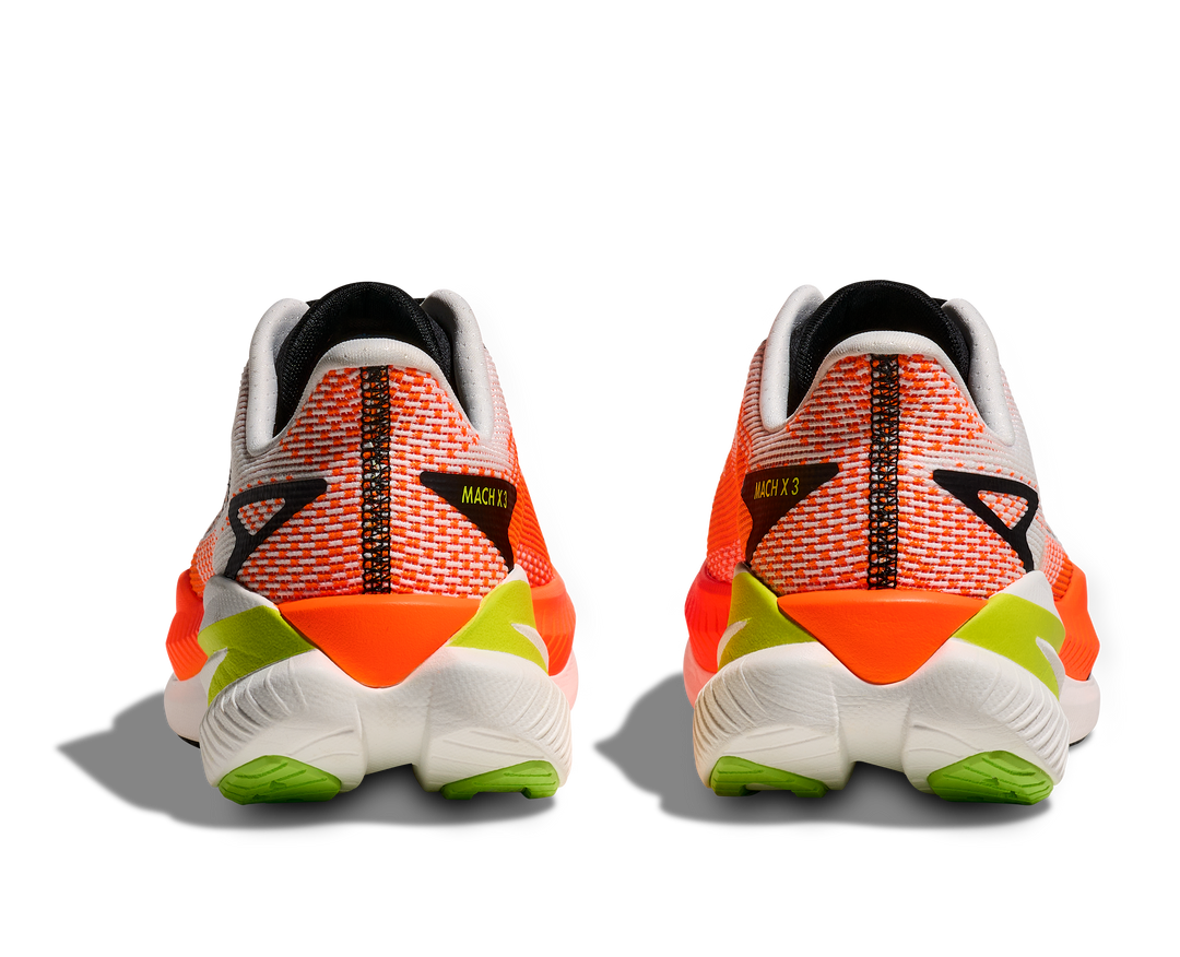 Hoka Mens Mach X 3 - White/Neon Tangerine - Neutral - AW25