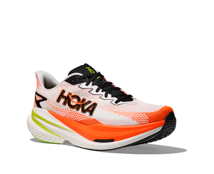 Hoka Mens Mach X 3 - White/Neon Tangerine - Neutral - AW25