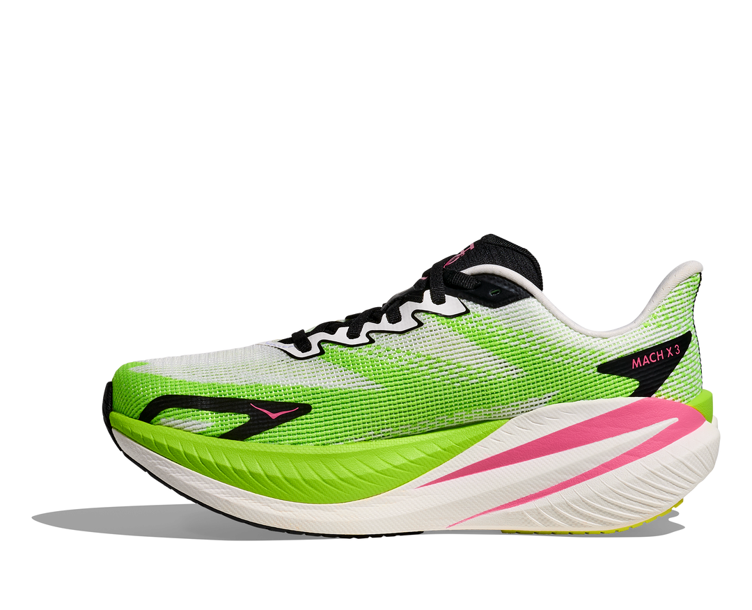 Hoka Womens Mach X 3 - White/Neon Lime - Neutral - AW25