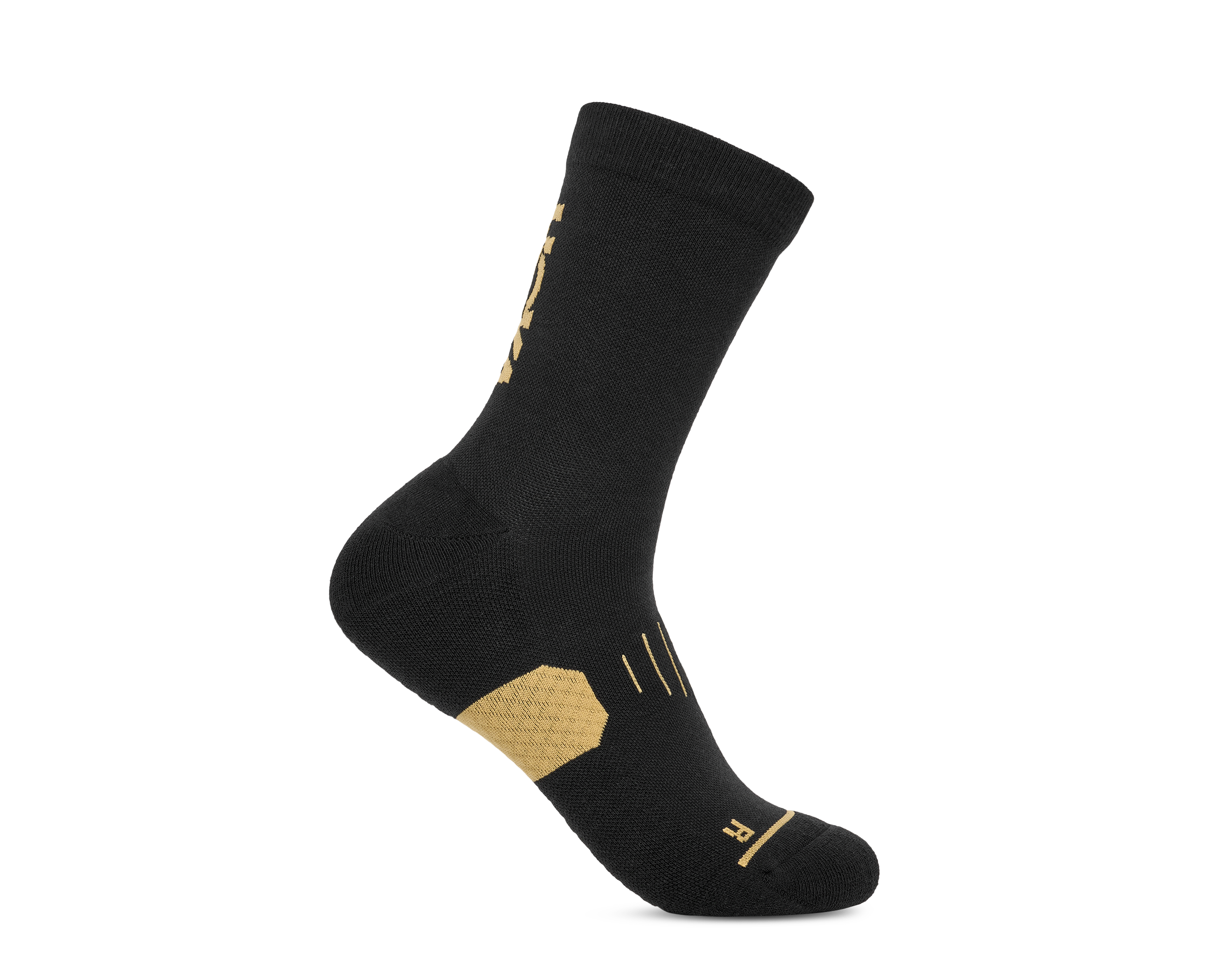 Hoka Unisex GPX Crew Run Socke – Koshi Tan-Tan Schwarz/Gold