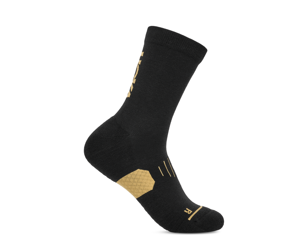 Hoka Unisex GPX Crew Run Sock - Koshi Tan-Tan Black/Gold