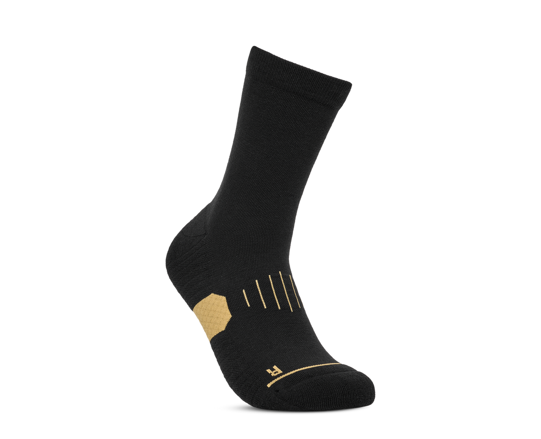 Hoka Unisex GPX Crew Run Sock - Koshi Tan-Tan Black/Gold