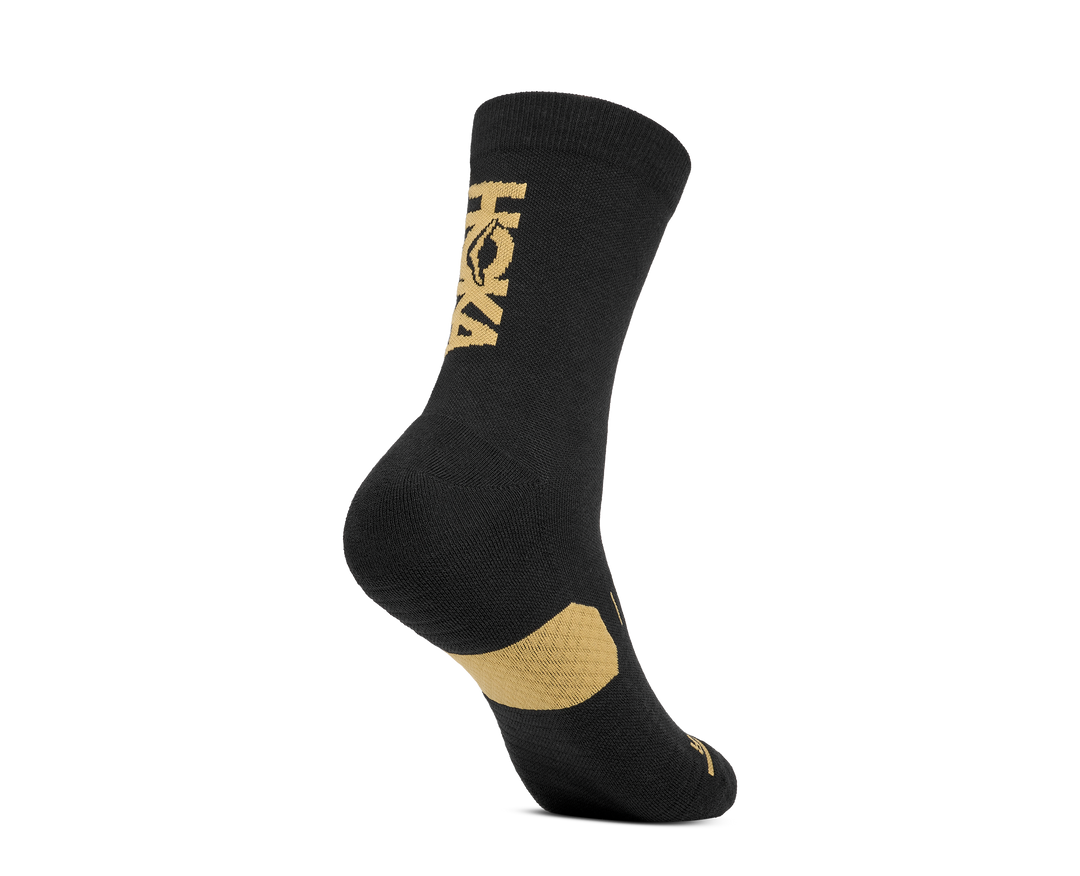 Hoka Unisex GPX Crew Run Sock - Koshi Tan-Tan Black/Gold