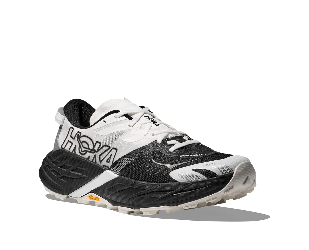Hoka Mens Speedgoat 7 - Wide - 2E Width - Black/White - Trail - SS26