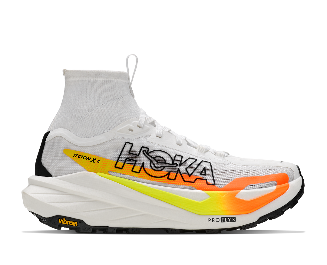Hoka Womens Tecton X 4 - Frost/Neon Tangerine - Trail - AW26