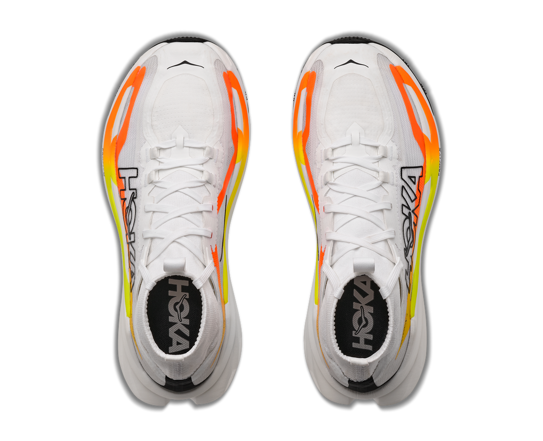 Hoka Womens Tecton X 4 - Frost/Neon Tangerine - Trail - AW26
