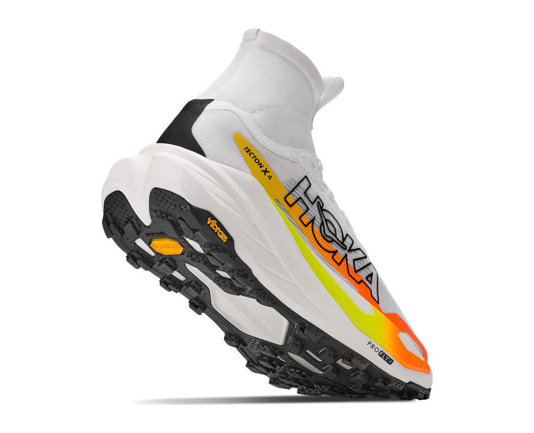 Hoka Womens Tecton X 4 - Frost/Neon Tangerine - Trail - AW26