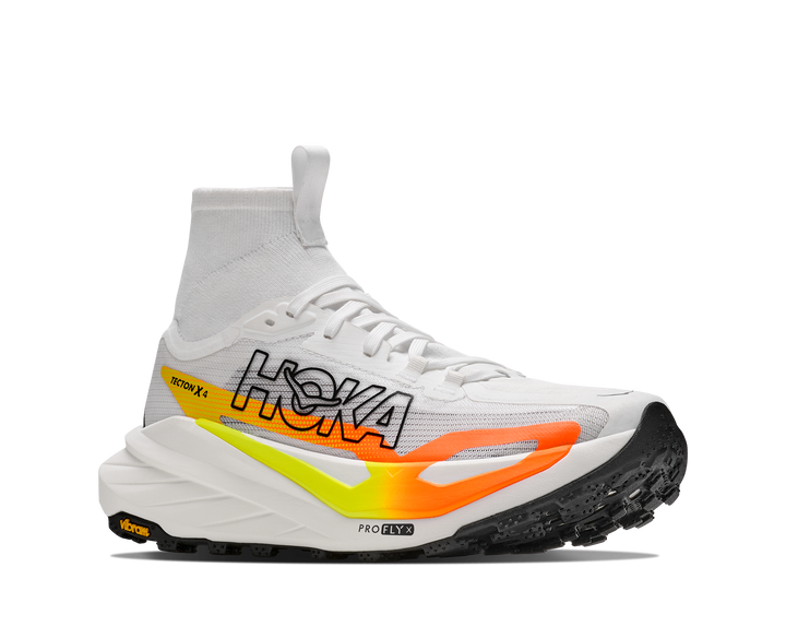 Hoka Womens Tecton X 4 - Frost/Neon Tangerine - Trail - AW26