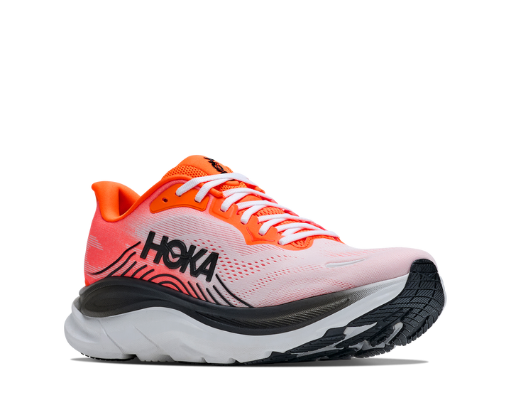 Hoka Mens Clifton 11 Wide - 2E Width - Neon Tangerine/Frost - Neutral - AW26