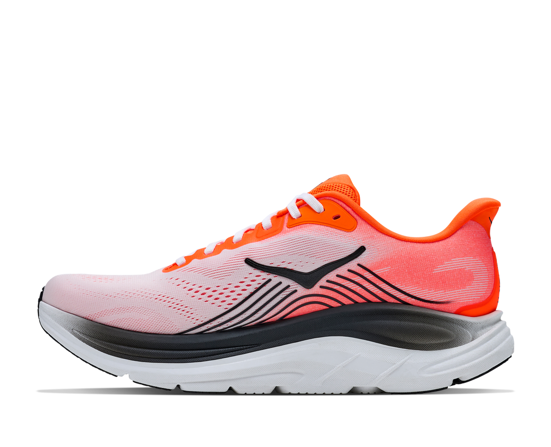 Hoka Mens Clifton 11 Wide - 2E Width - Neon Tangerine/Frost - Neutral - AW26