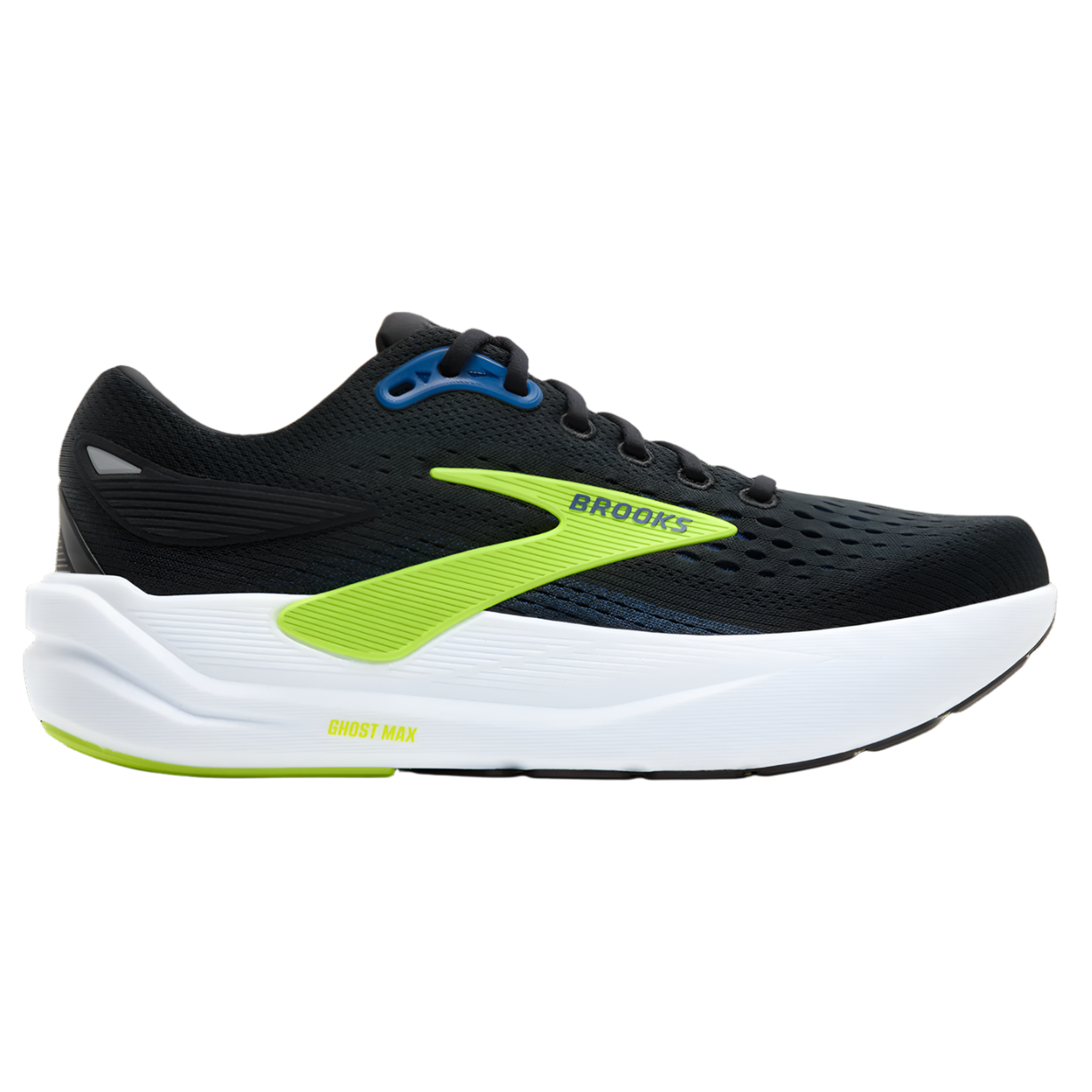 Brooks Mens Ghost Max 3 - Black/Navy/Acid Lime - Neutral - AW25