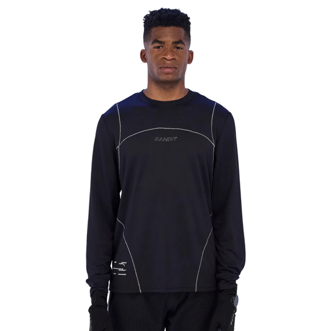 Bandit T-shirt à manches longues en micromesh Reflecto Stitch pour hommes - Bandit Black - SS26