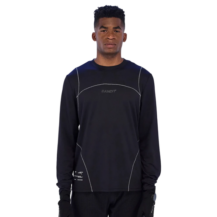 Bandit T-shirt à manches longues en micromesh Reflecto Stitch pour hommes - Bandit Black - SS26