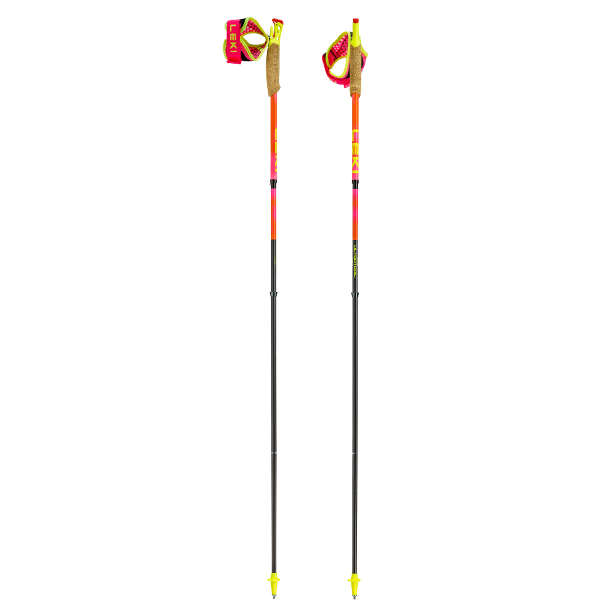 Leki Ultratrail FX.One SL (Super Lite)Trail Running Poles - Neon Pink/Pastel Orange/Neon Yellow