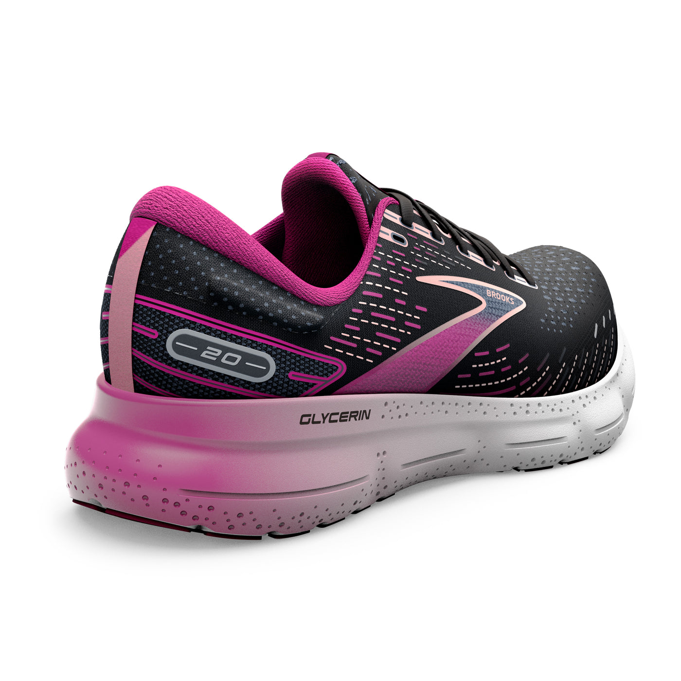 Brooks Womens Glycerin 20 - Black/Fuchsia/Linen - Neutral