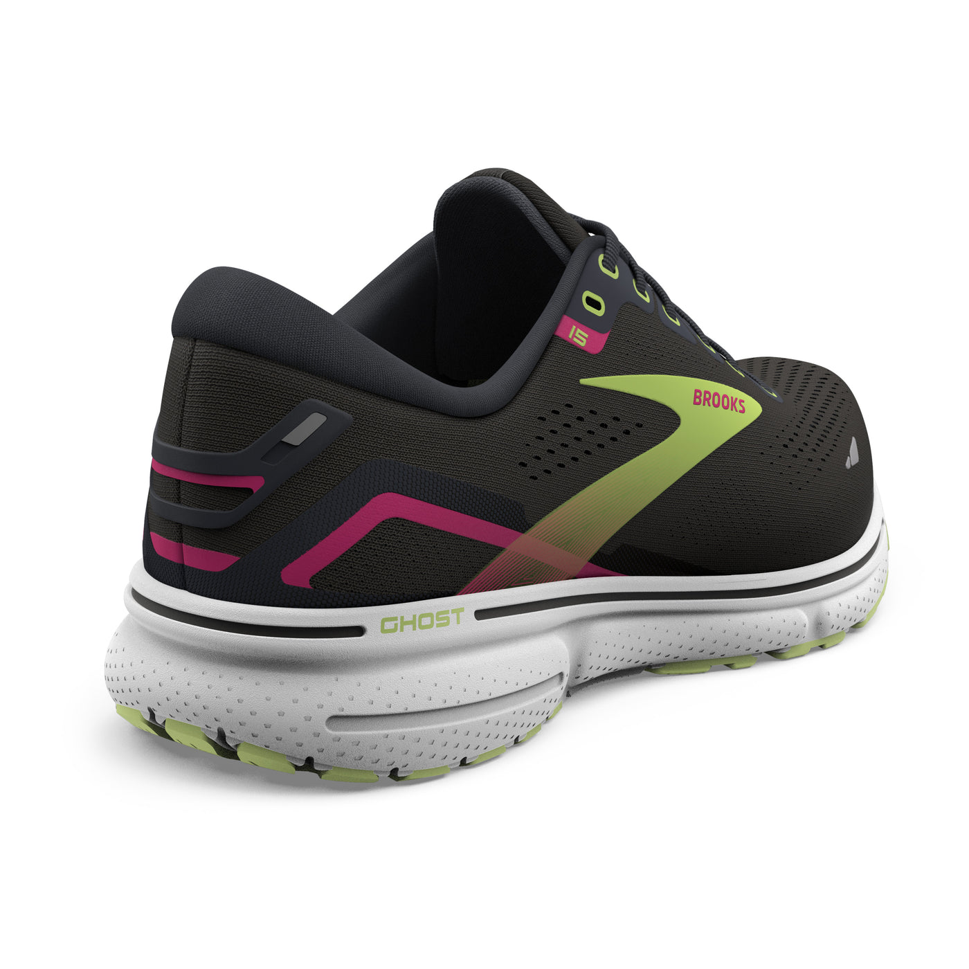 Brooks Womens Ghost 15 - Black/Ebony/Sharp Green - Neutral