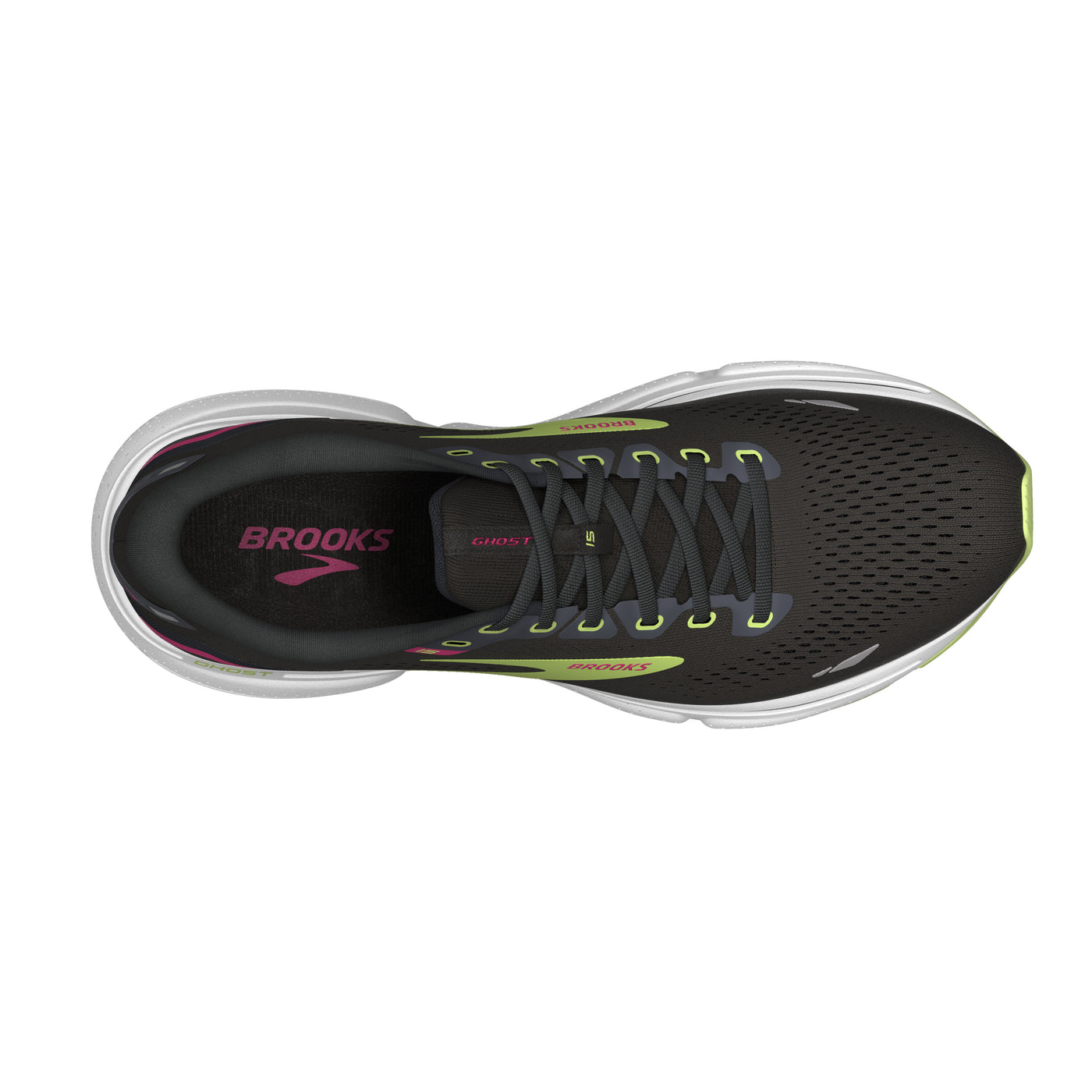 Brooks Womens Ghost 15 - Black/Ebony/Sharp Green - Neutral