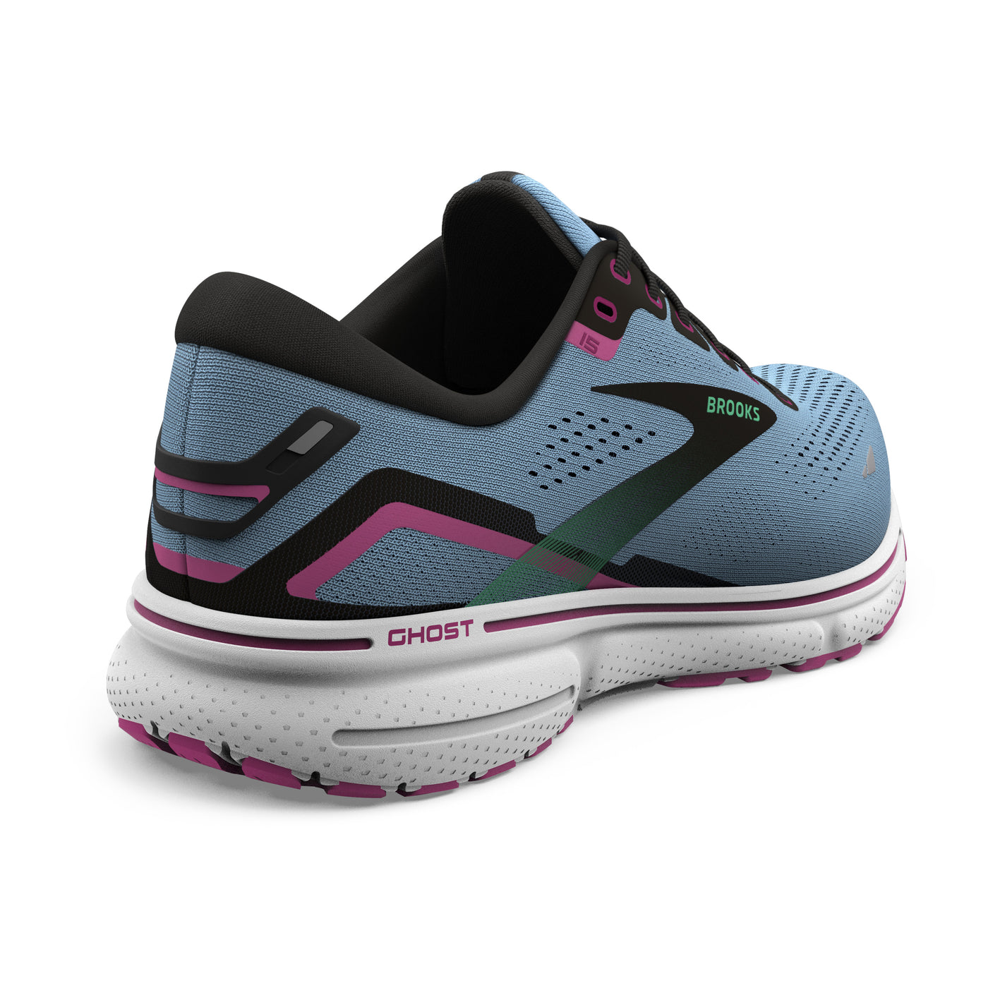 Brooks Womens Ghost 15 - Blue Bell/Black/Pink - Neutral