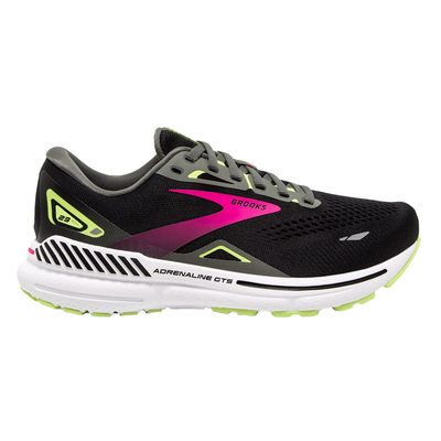 Brooks Womens Adrenaline GTS 23 Wide - D Width - Black/Gunmetal/Sharp Green - Stability