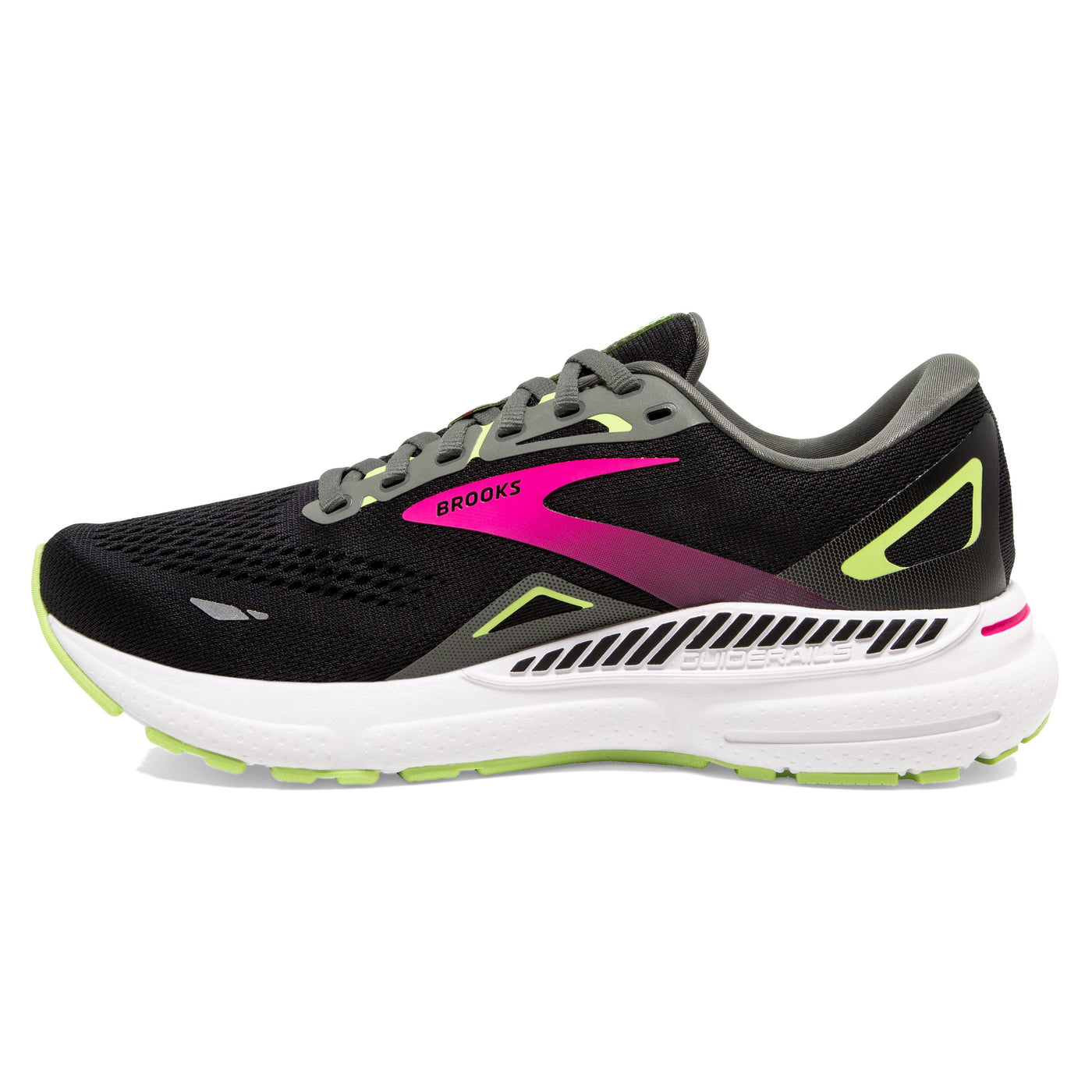 Brooks Womens Adrenaline GTS 23 Wide - D Width - Black/Gunmetal/Sharp Green - Stability