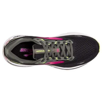 Brooks Womens Adrenaline GTS 23 Wide - D Width - Black/Gunmetal/Sharp Green - Stability