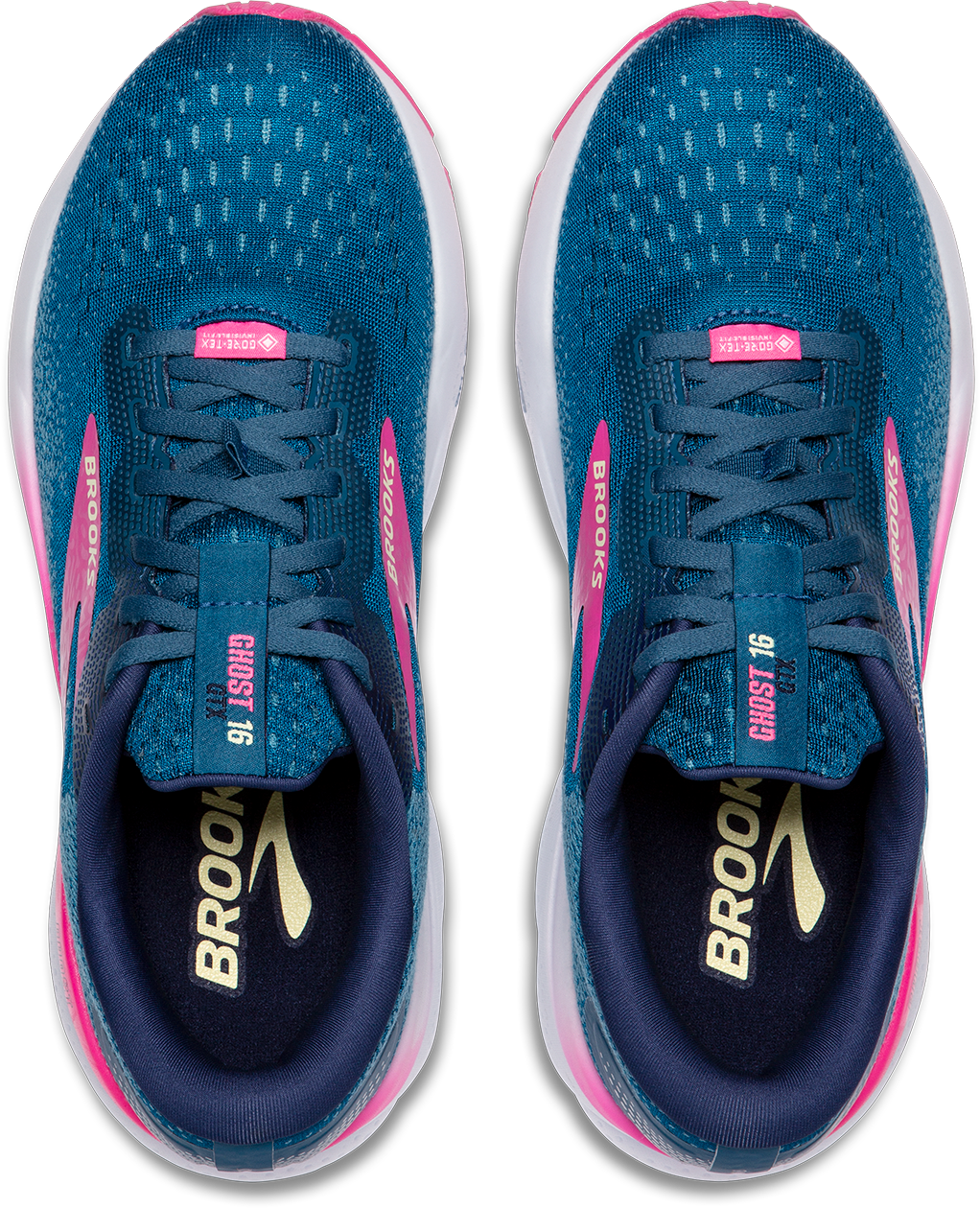 Brooks Womens Ghost 16 GTX - Moroccan Blue/Pink/Yellow - Neutral